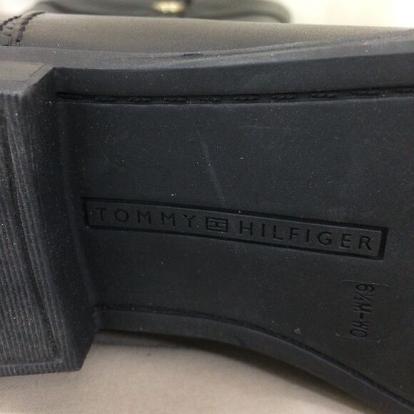 NEW Tommy Hilfiger Shano Black Faux Leather Riding Boots Wide Calf 6.5M - Picture 6 of 7